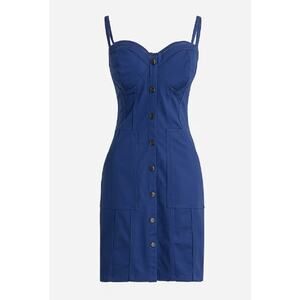 J. Crew Button Down‎ Sweetheart Dress Stretch Twill Blue Mini Sheath NWT 6